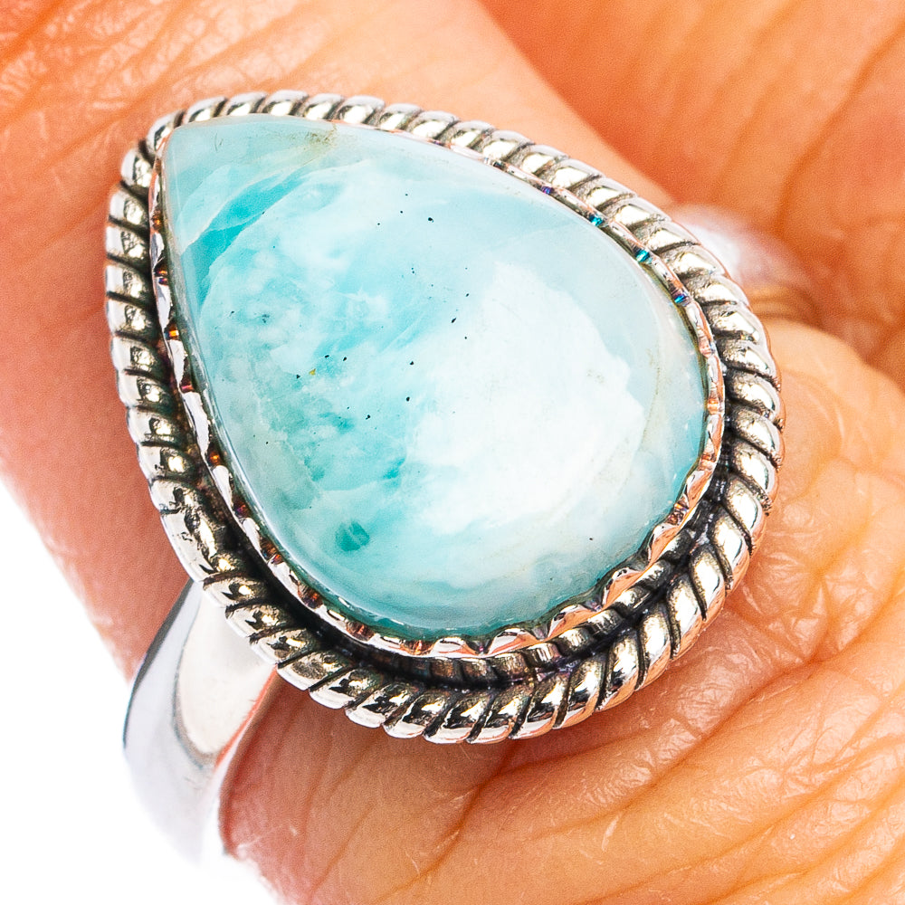 Natural Larimar .925 Sterling Silver handcrafted Ring size: 7 online