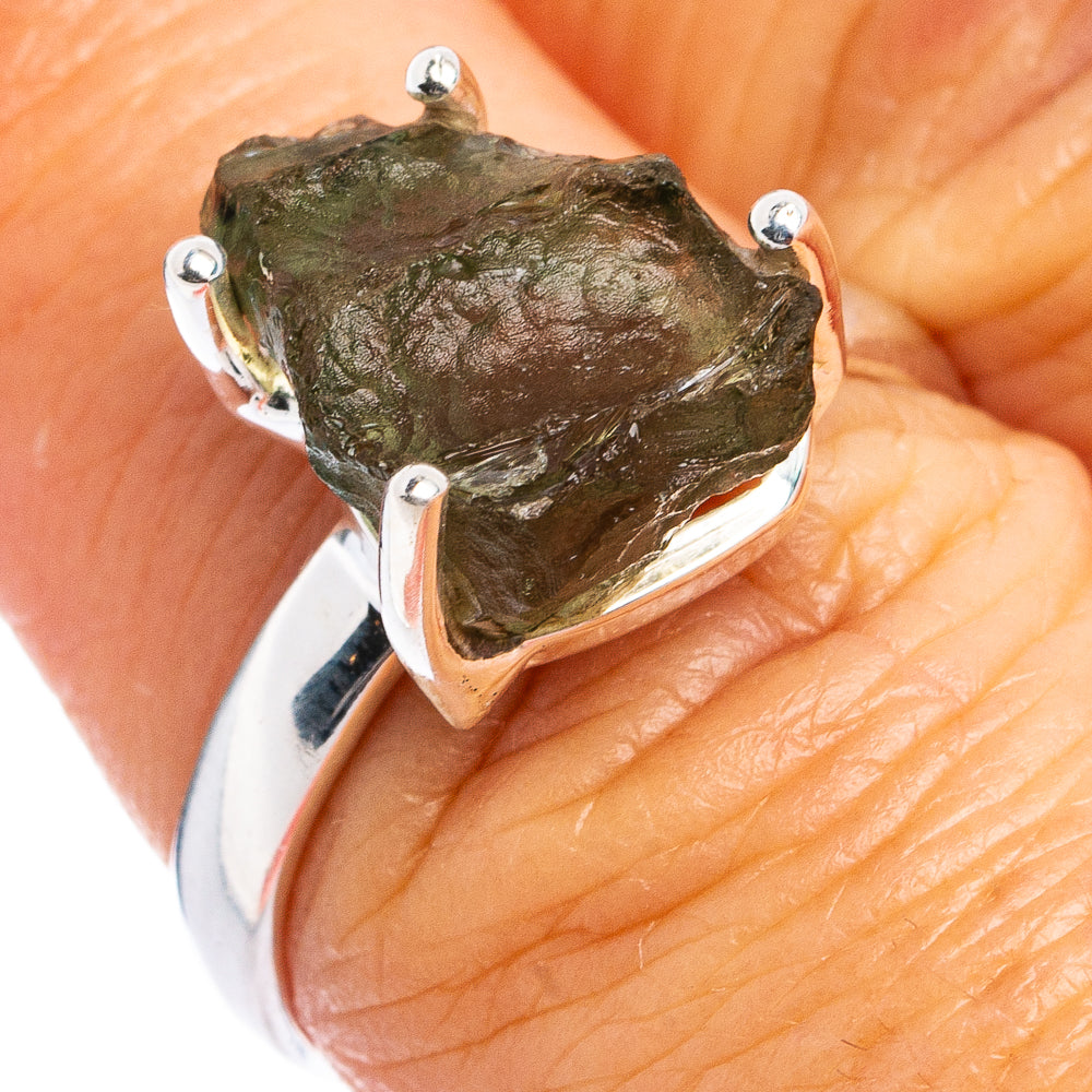 Genuine Moldavite Sterling newest Silver Ring Size 7