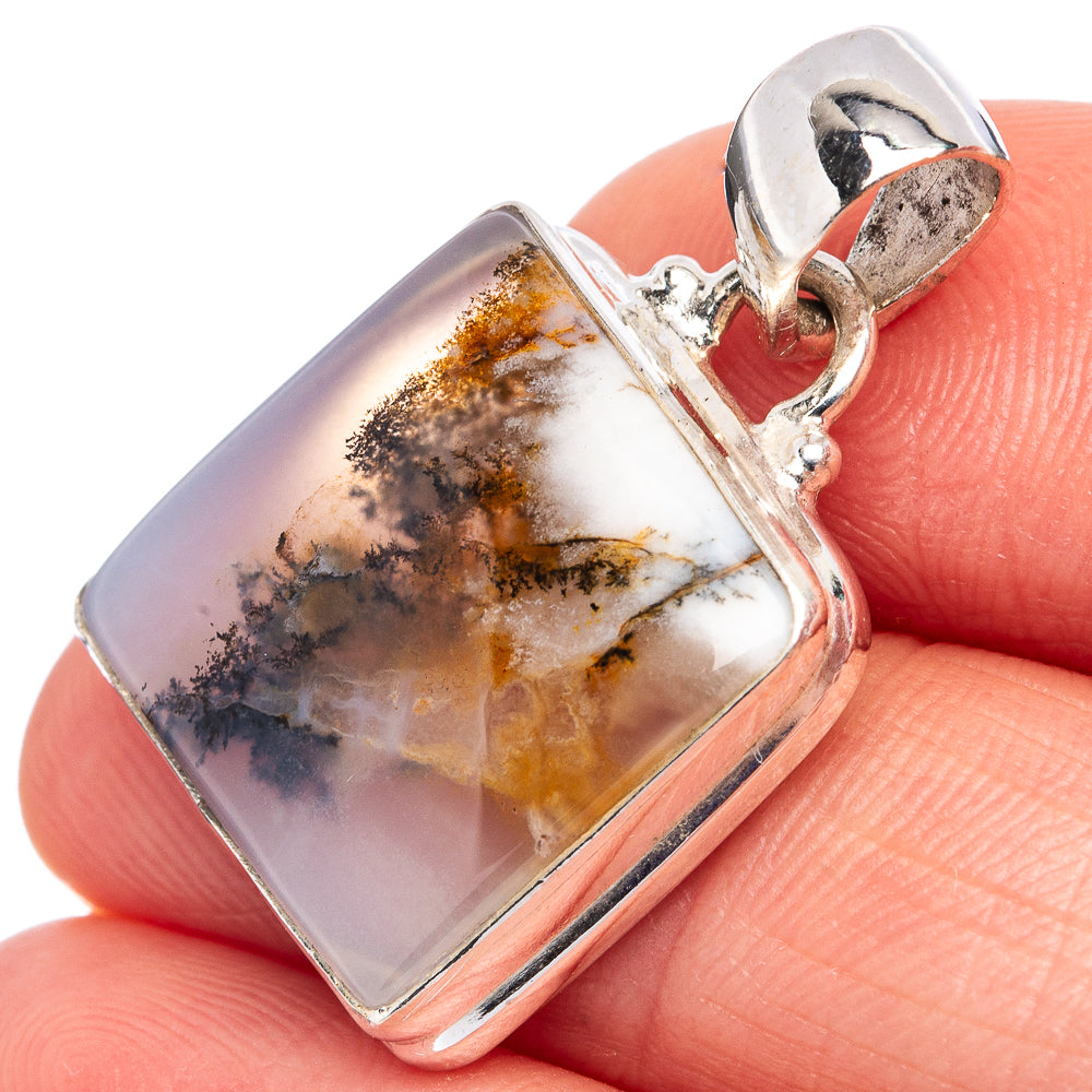 Snow Covered popular Winter Scenic Dendritic Agate Pendant - Natural Stone Jewelry for the Nature Lover - Wanderlust - Moss Lichen