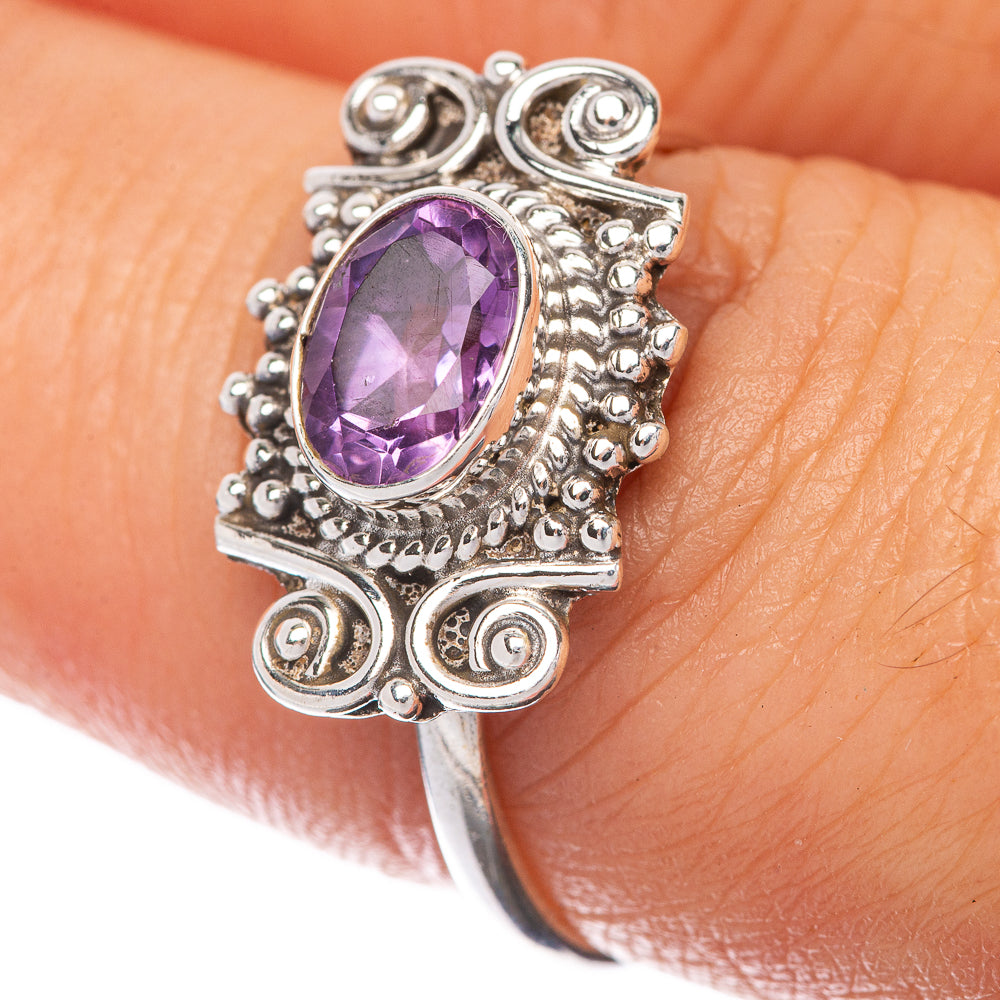 Faceted Amethyst Dainty Ring Size 8 (925 Sterling Silver) R145229