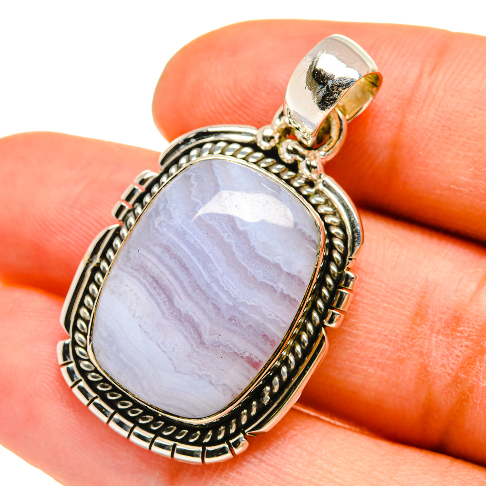 Blue Lace Agate Pendant 1 1/2" (925 Sterling Silver) PD5315 – Ana Silver Co