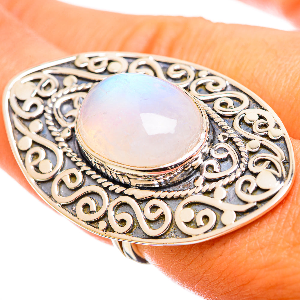 Rainbow online Moonstone Ring size 7.5 Sterling Silver 925