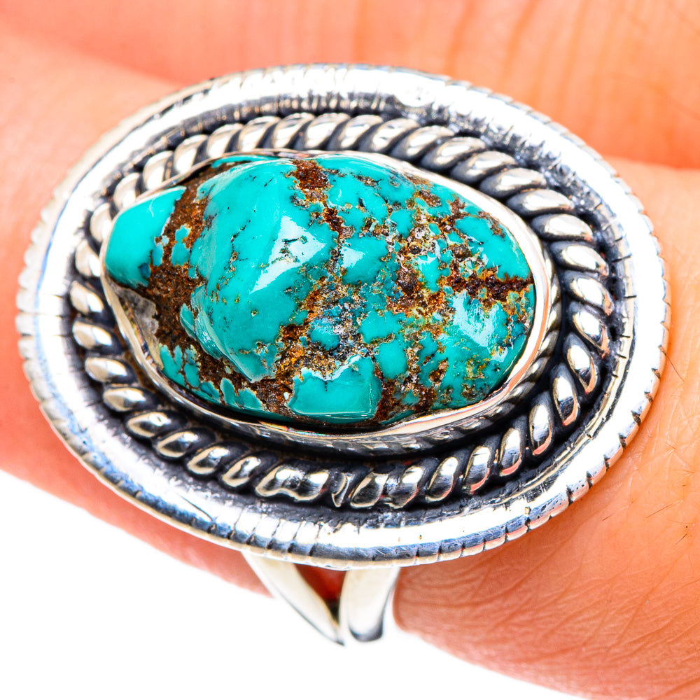 Blue Turquoise Solid selling Sterling Silver Ring Size 7.5