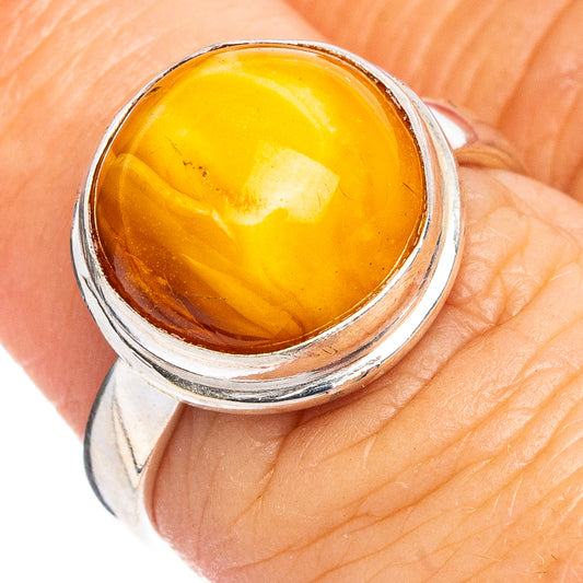 Bone Amber Ring Size 7 (.925 Sterling Silver)