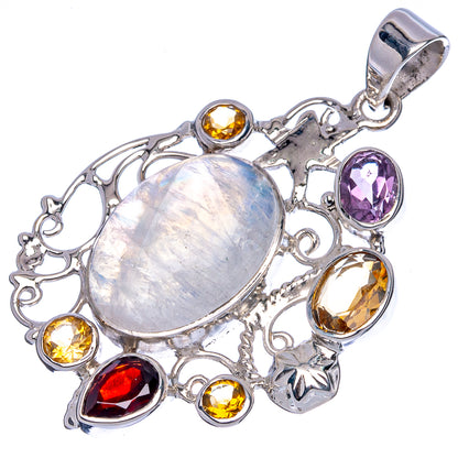 Signature Rainbow Moonstone, Amethyst, Citrine, Garnet Star Pendant 1 3/4" (925 Sterling Silver) P42299