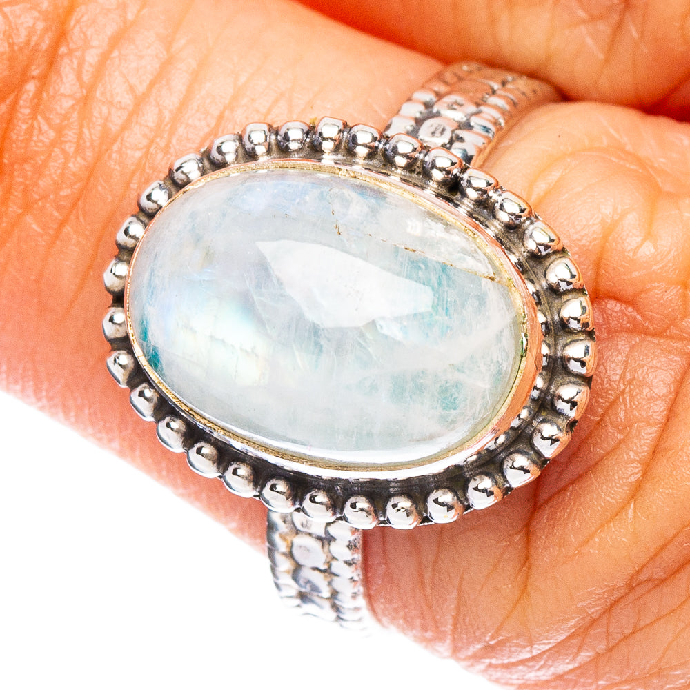 Rainbow Moonstone Ring Size 7 (925 Sterling Silver) R7929