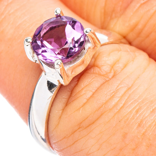 Faceted Amethyst Ring Size 7.25 (.925 Sterling Silver)