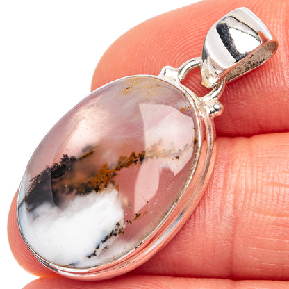 Scenic Dendritic Agate Pendant 1 1/4" (.925 Sterling Silver)