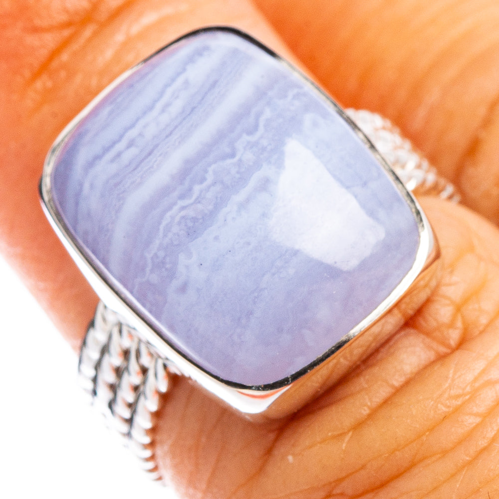 Premium Blue Lace Agate Ring Size 5.75 (.925 Sterling Silver)