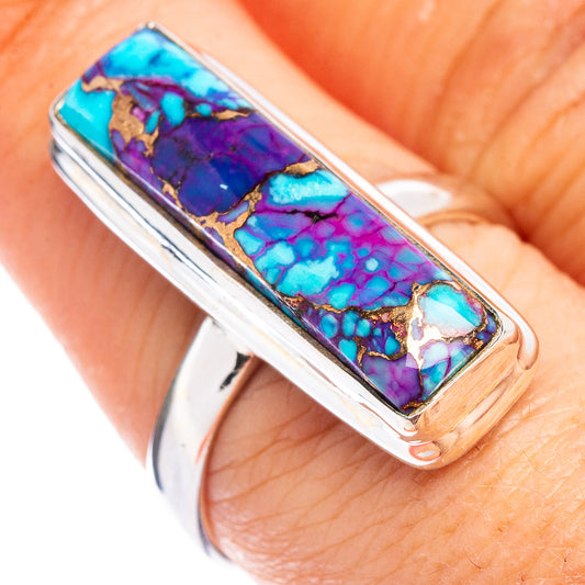 Purple Copper Turquoise Ring Size 8 (.925 Sterling Silver)