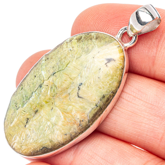 Serpentine Stone Pendant 1 3/4" (925 Sterling Silver) P43187