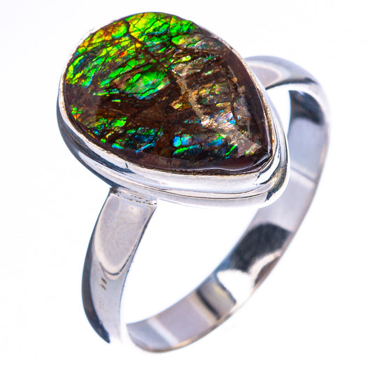 Rare Ammolite Ring Size 9 (925 Sterling Silver) R4992