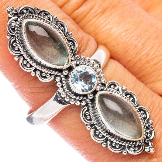 Large Aquamarine, Blue Topaz Ring Size 9.75 (925 Sterling Silver) R7479