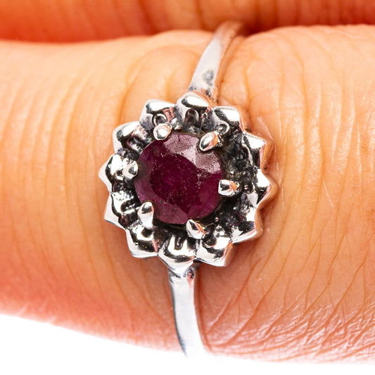 Dainty Red Sillimanite Ring Size 8 (.925 Sterling Silver)