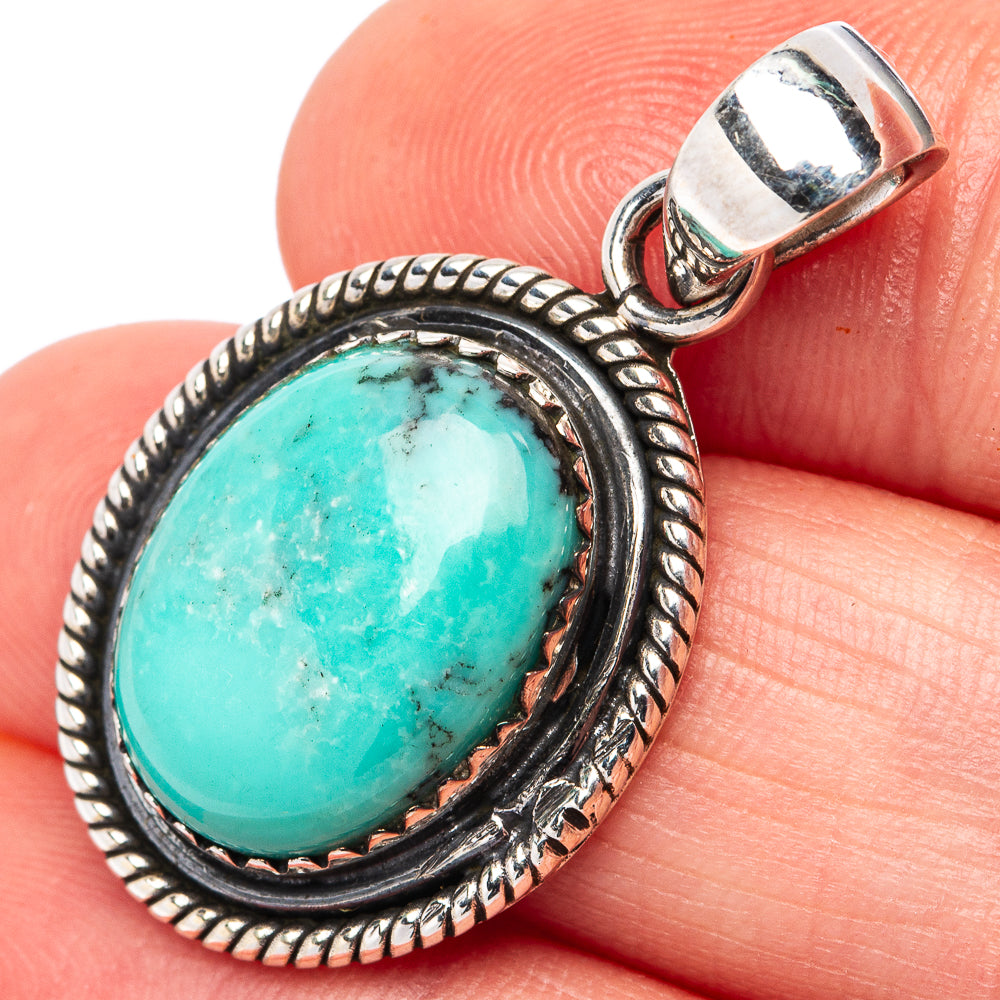 Rare Kingman Turquoise Pendant 1 3/8" (.925 Sterling Silver)