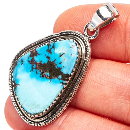 Rare Golden Hills Turquoise Pendant 1 5/8" (.925 Sterling Silver)