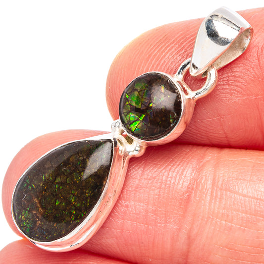 Rare Ammolite Pendant 1 3/8" (925 Sterling Silver) P44080