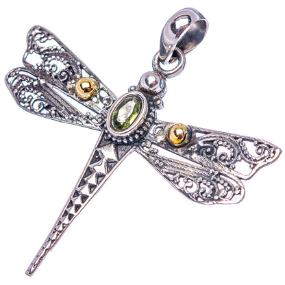 Dainty Peridot Dragonfly Pendant 1 5/8" (.925 Sterling Silver)