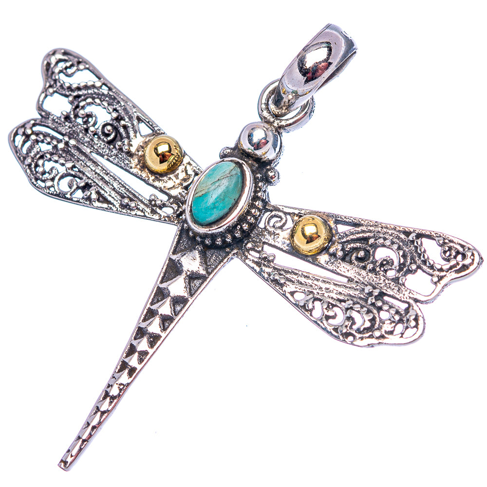 Dainty Amazonite Dragonfly Pendant 1 5/8" (.925 Sterling Silver)