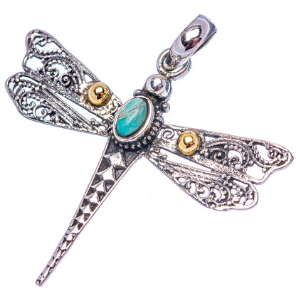 Dainty Amazonite Dragonfly Pendant 1 5/8" (.925 Sterling Silver)