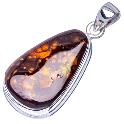 Rare Mexican Fire Agate Pendant 1 1/2" (925 Sterling Silver) P41124