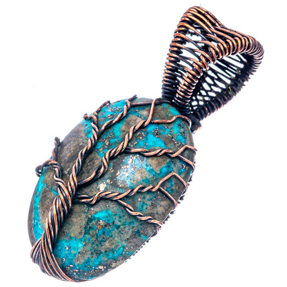 Turquoise Tree of Life Pendant 1 3/4" (Oxidized Copper)