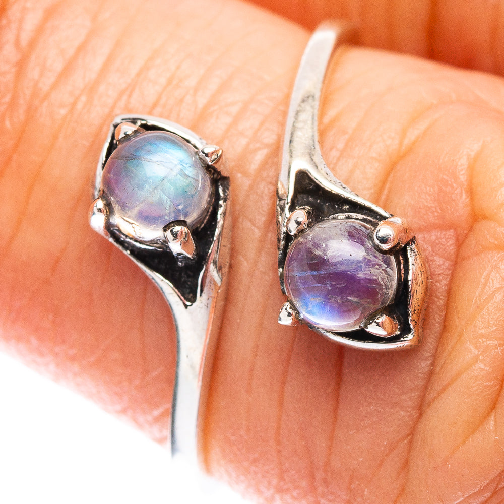 Dainty Rainbow Moonstone Ring Size 6 (.925 Sterling Silver)