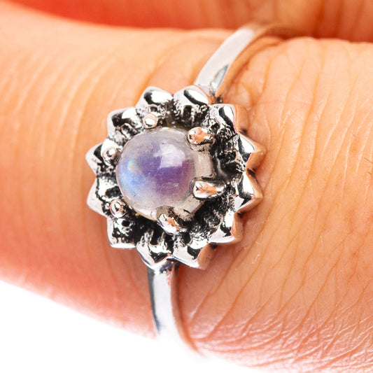 Dainty Rainbow Moonstone Ring Size 8 (.925 Sterling Silver)