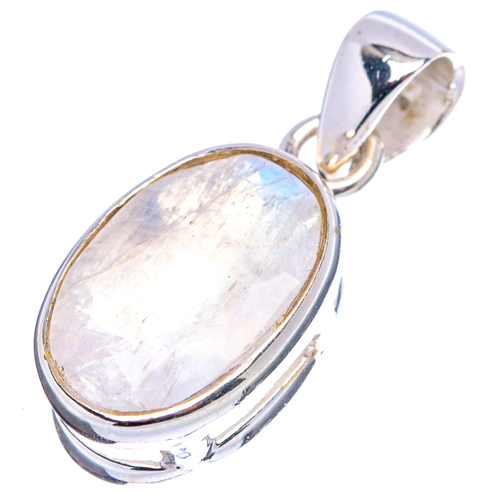 Faceted Rainbow Moonstone Pendant 1" (.925 Sterling Silver)