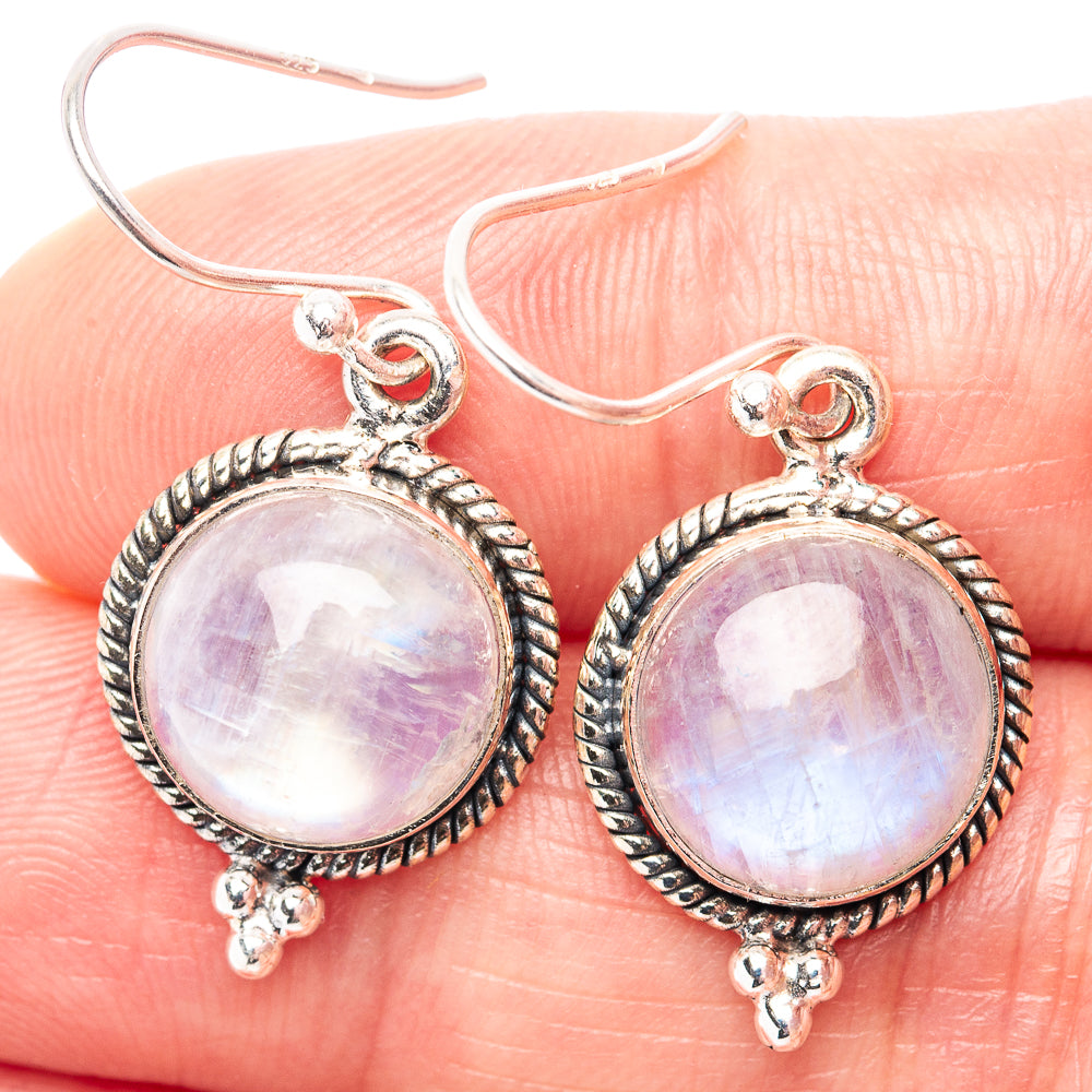 Rainbow Moonstone Earrings 1 1/4" (.925 Sterling Silver)