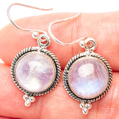 Rainbow Moonstone Earrings 1 1/4" (.925 Sterling Silver)