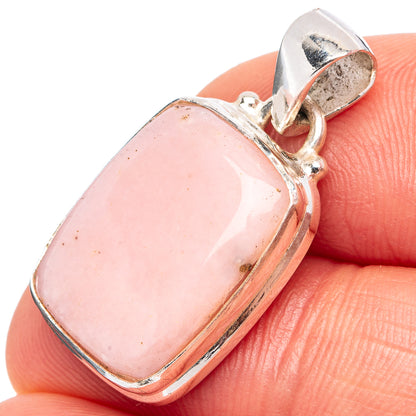 Pink Opal Pendant 1 1/8" (.925 Sterling Silver)