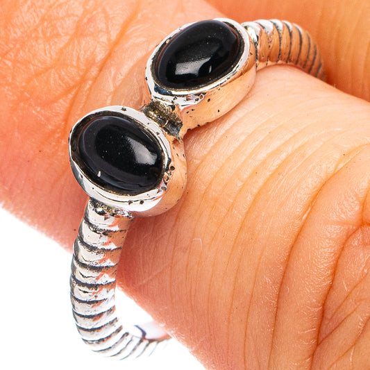 Dainty Black Onyx Ring Size 6.75 (925 Sterling Silver) R8667