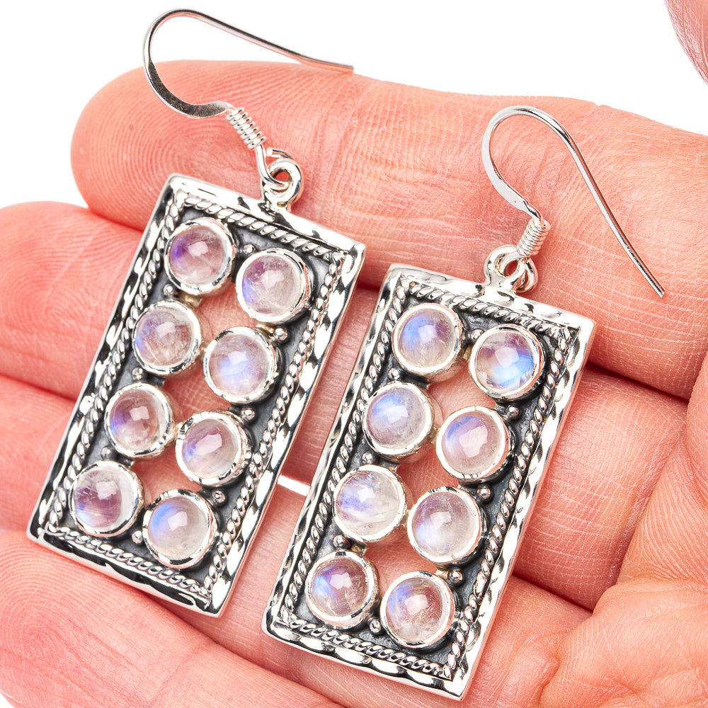 Signature Rainbow Moonstone Earrings 1 7/8" (925 Sterling Silver) E2724