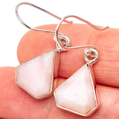 Pink Opal Earrings 1 1/4" (.925 Sterling Silver)