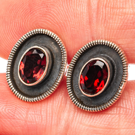 Dainty Garnet Earrings 1/2" (925 Sterling Silver) E2827