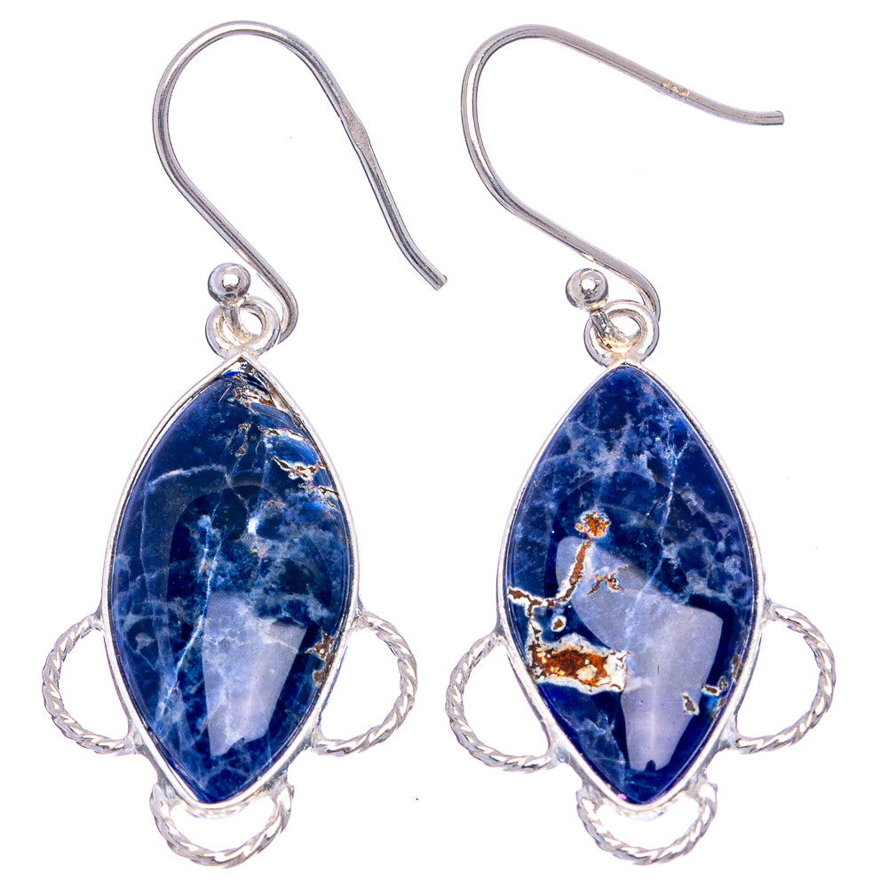 Sodalite Earrings 1 5/8" (.925 Sterling Silver)