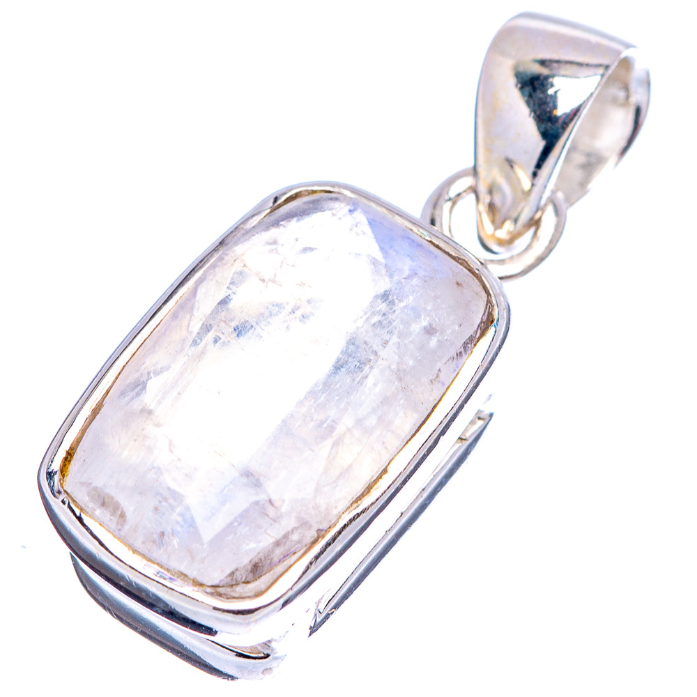 Faceted Rainbow Moonstone Pendant 1" (.925 Sterling Silver)