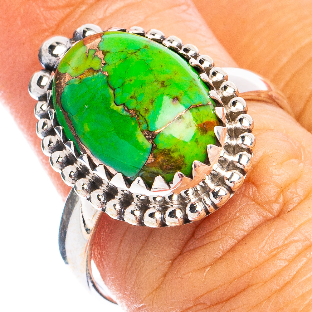 Green Copper Composite Turquoise Ring Size 8 (925 Sterling Silver) R8416