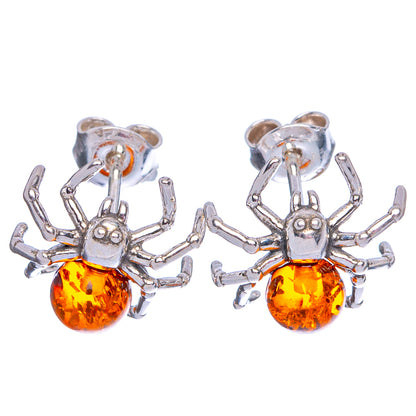 Baltic Amber Spider Earrings 3/8" (.925 Sterling Silver)