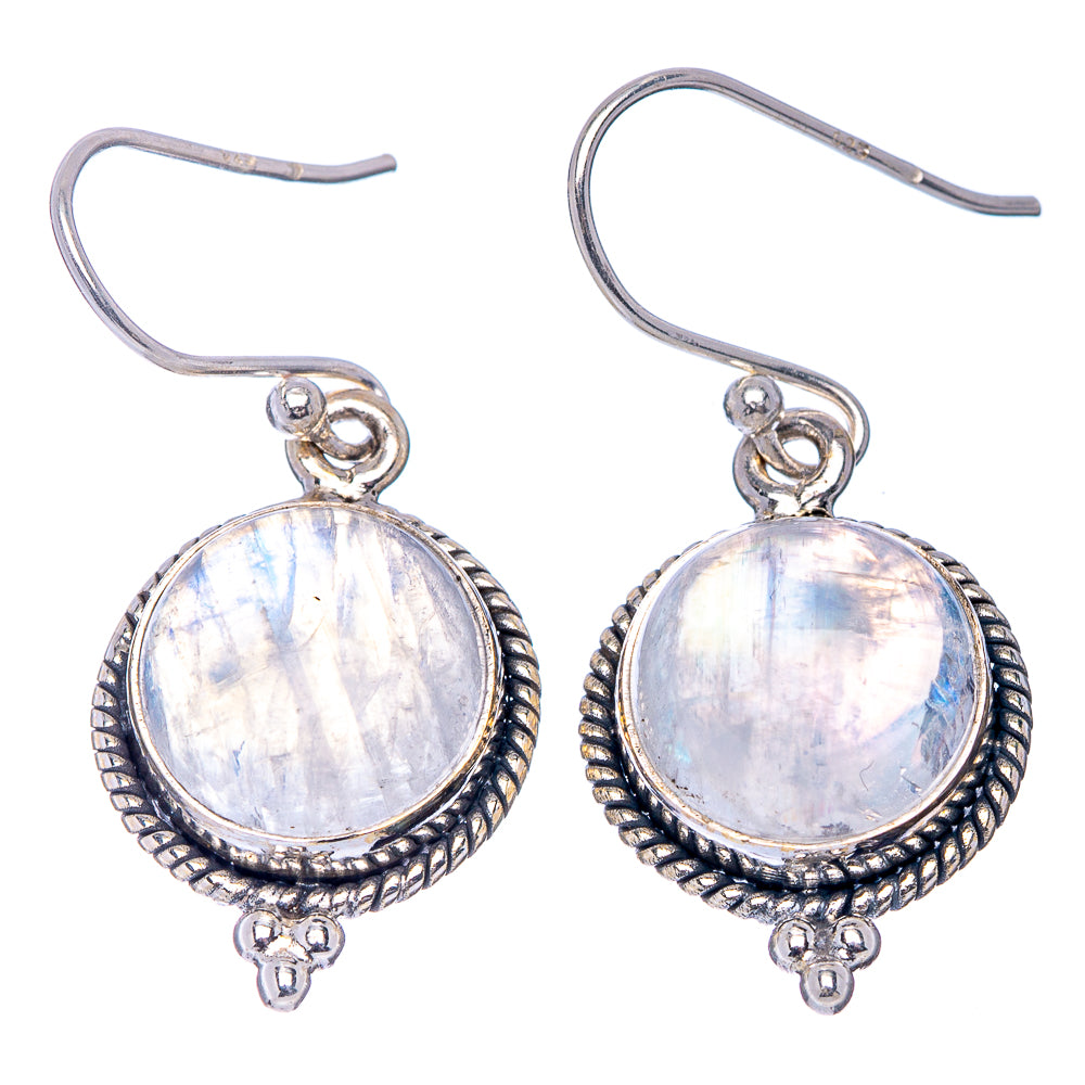 Rainbow Moonstone Earrings 1 1/4" (.925 Sterling Silver)