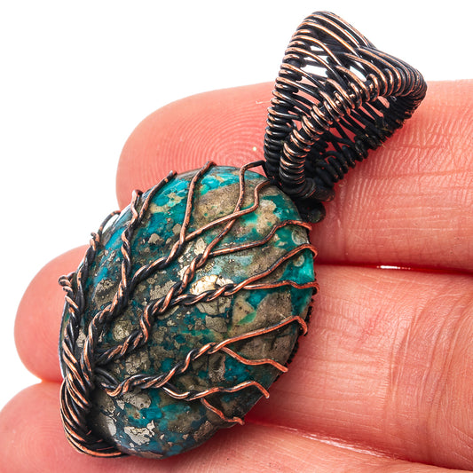 Turquoise Tree of Life 1 5/8" (Oxidized Copper)