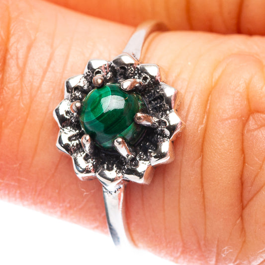 Dainty Malachite Ring Size 6 (.925 Sterling Silver)