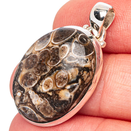 Turritella Agate Pendant 1 3/8" (.925 Sterling Silver)