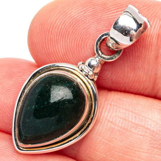 Dainty Green Aventurine Pendant 1 1/4" (925 Sterling Silver) P45236