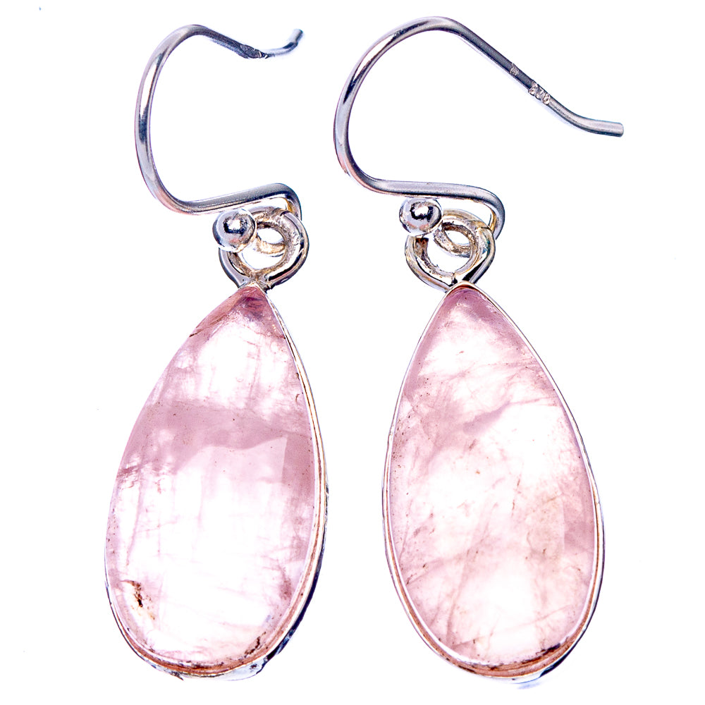 Rose Quartz Earrings 1 3/8" (925 Sterling Silver) E1713