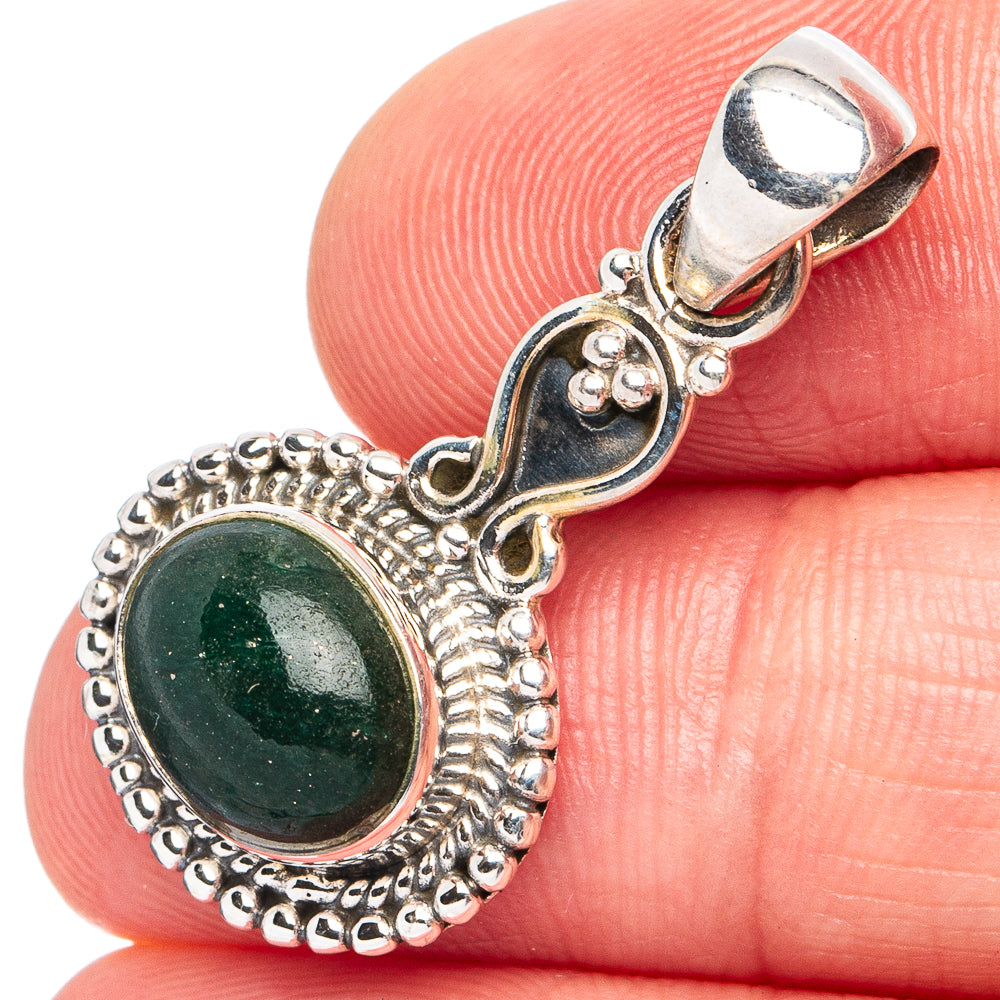 Green Aventurine Pendant 1 1/4" (925 Sterling Silver) P45491