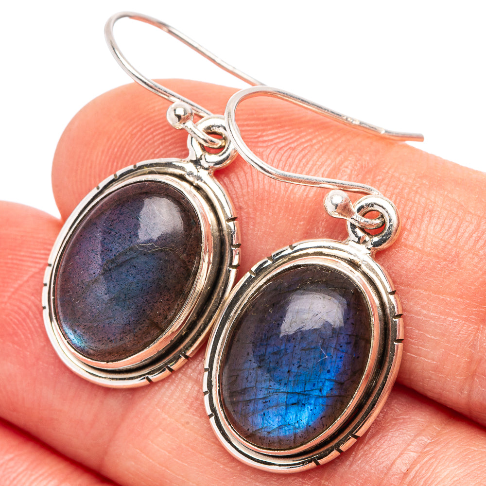 Labradorite Earrings 1 1/4" (.925 Sterling Silver)