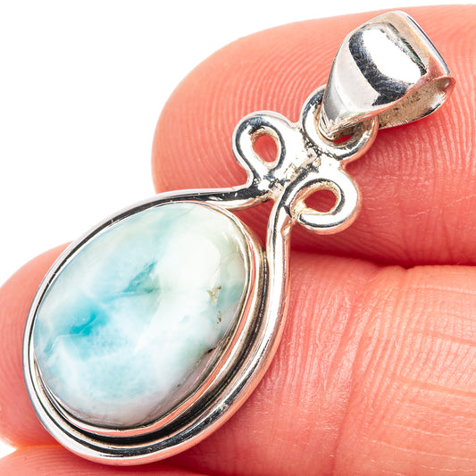 Rare Larimar Pendant 1 1/4" (.925 Sterling Silver)