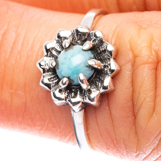 Dainty Larimar Ring Size 6 (.925 Sterling Silver)